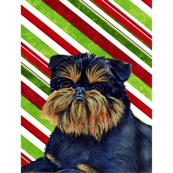 Patioplus 11 x 15 in. Brussels Griffon Candy Cane Holiday Christmas Garden Size Flag - PA719354