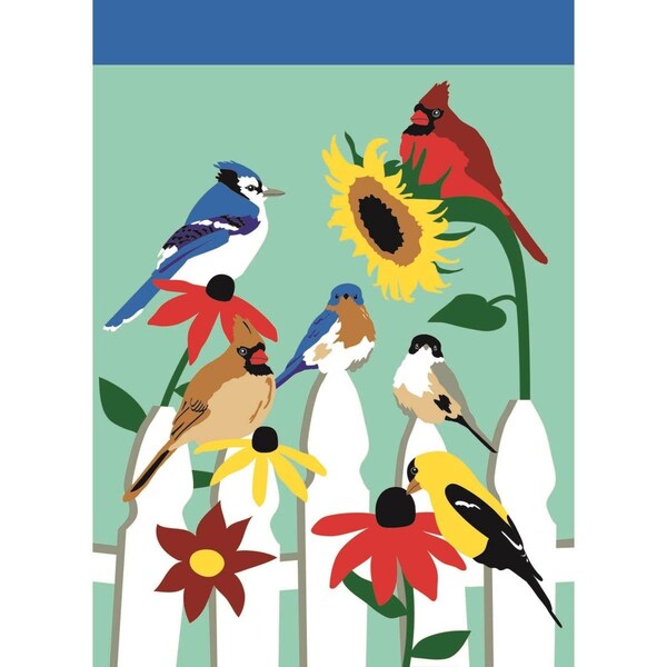 Nunc Patio Supplies 13 x 18 in. Birds on A Fence Burlap Garden Flag - NU2563609