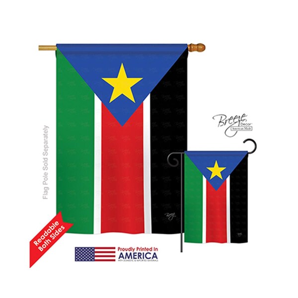 Gardencontrol 08296 South Sudan 2-Sided Vertical Impression House Flag - 28 x 40 in. - GA4127894