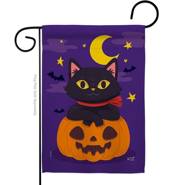 Patio Trasero 13 x 18.5 in. Halloween Kitty Garden Flag with Fall Double-Sided Decorative Vertical Flags - PA3898605
