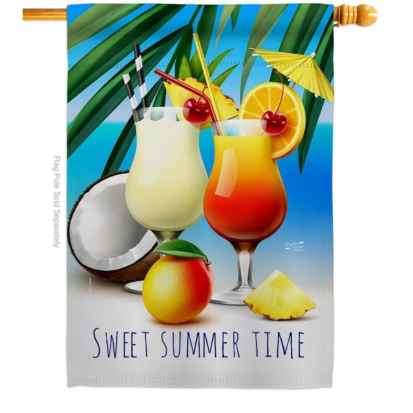 Patio Trasero Sweet Cocktail Beverages 28 x 40 in. Dbl-Sided Vertical House Flags for Decoration Banner Garden - PA3904855