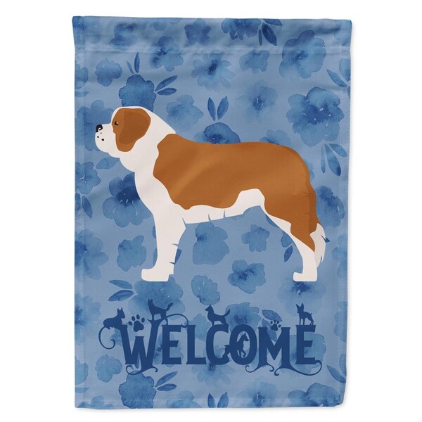 Patioplus 28 x 0.01 x 40 in. Saint Bernard Welcome Flag Canvas House Size - PA3401170