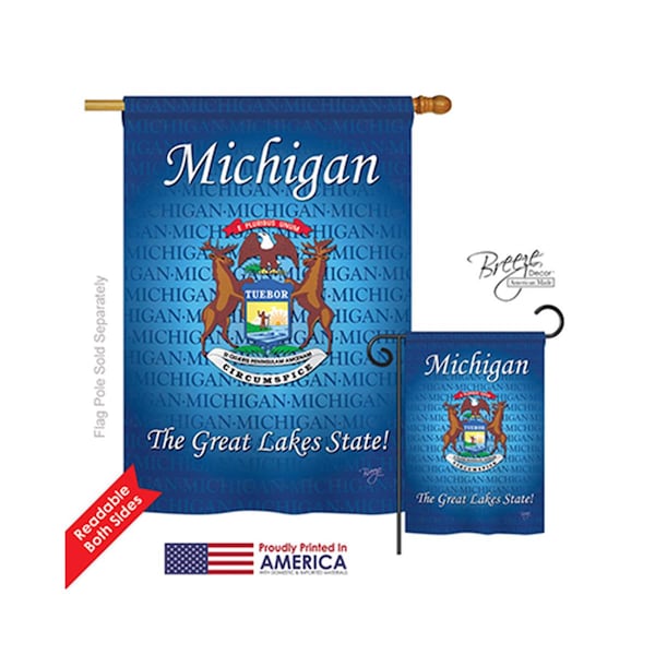 Gardencontrol 08105 States Michigan 2-Sided Vertical Impression House Flag - 28 x 40 in. - GA4120273