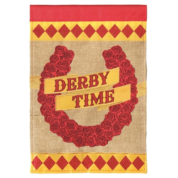 Dicksons 29 x 42 in Flag Double Applique Horse Shoe of Roses Burlap Large - M001146
