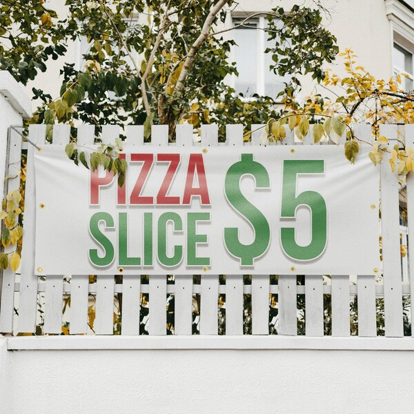 Signmission Pizza Slice $5, 48 Inch x 120 Inch, Vinyl Banner - B-120-30809
