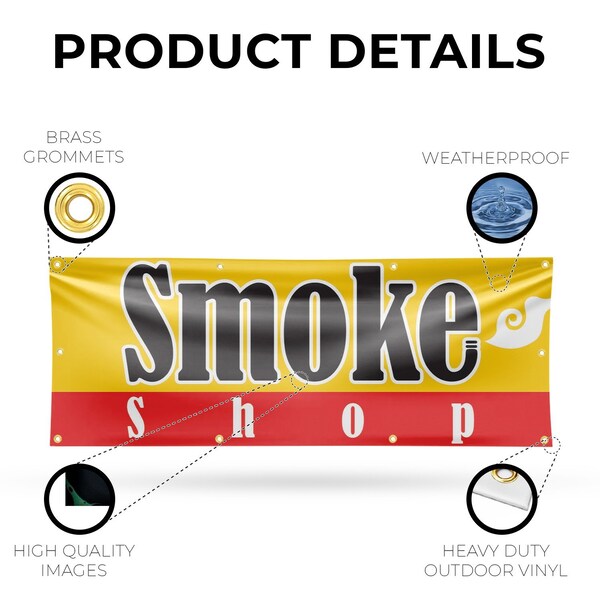 Signmission Smoke Shop, 36 Inch x 96 Inch, Vinyl Banner - B-96-30859