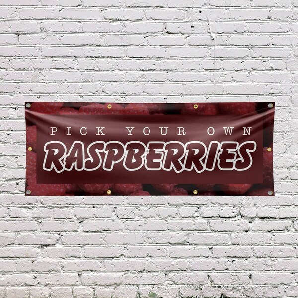 Signmission Pick Your Own Raspberries, 36 Inch x 96 Inch, Vinyl Banner - B-96-30797