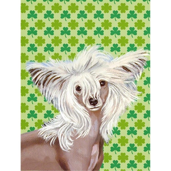 Patioplus Chinese Crested St. Patricks Day Shamrock Portrait Flag - Garden Size - PA631162