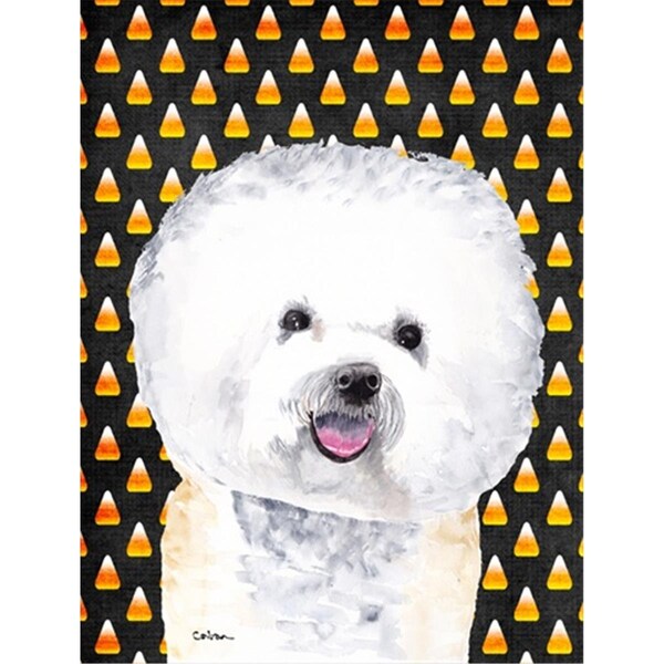 Patioplus Bichon Frise Candy Corn Halloween Portrait Flag Garden Size - PA247898