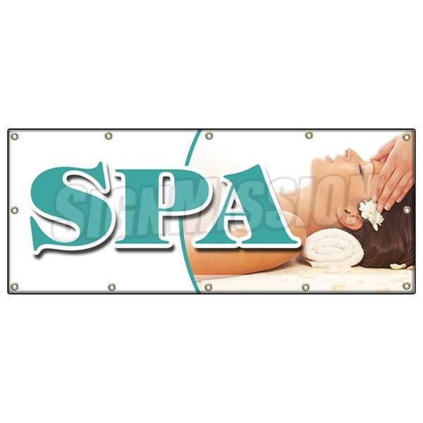 Signmission SPA BANNER SIGN deep tissue swedish aromatherapy facial reflexology - B-120 SPA
