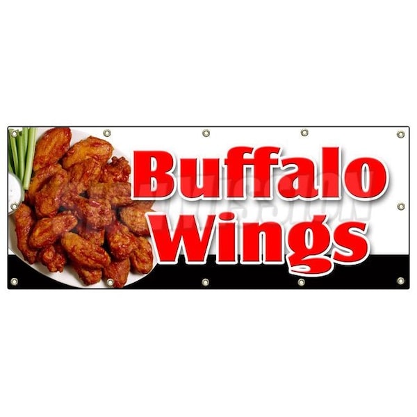Signmission BUFFALO WINGS BANNER SIGN hot wings spicy bone wing sauce deep fried - B-120 BUFFALO WINGS