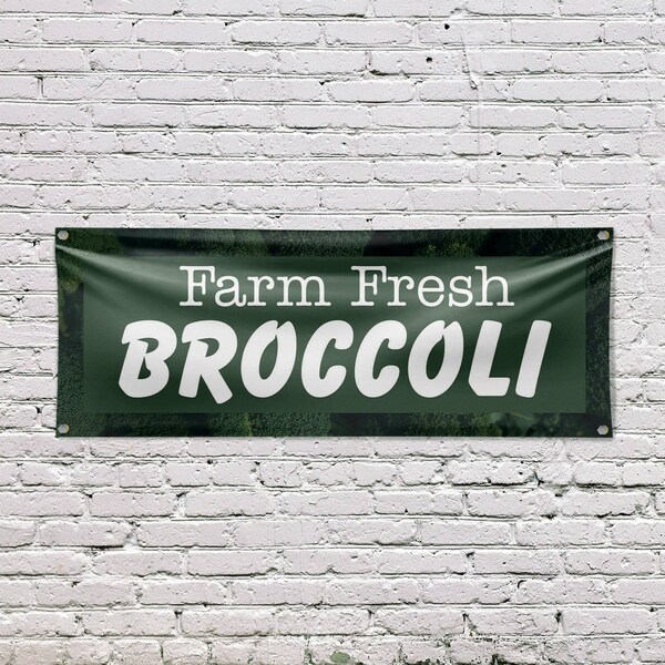 Signmission Farm Fresh Broccoli, 18 Inch x 48 Inch, Vinyl Banner - B-30581