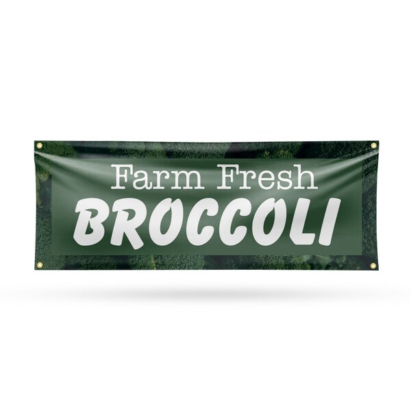 Signmission Farm Fresh Broccoli, 18 Inch x 48 Inch, Vinyl Banner - B-30581