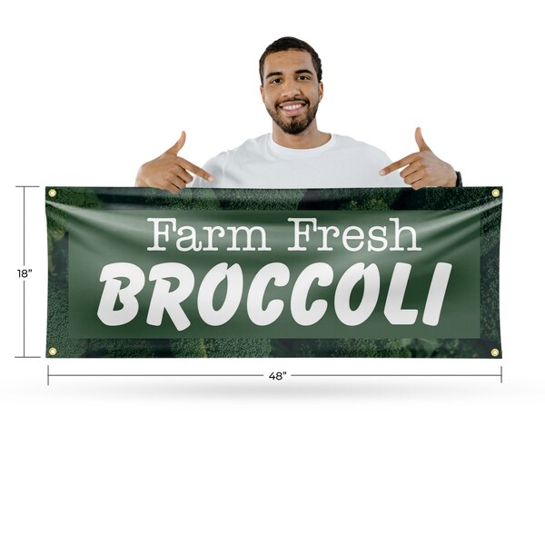 Signmission Farm Fresh Broccoli, 18 Inch x 48 Inch, Vinyl Banner - B-30581