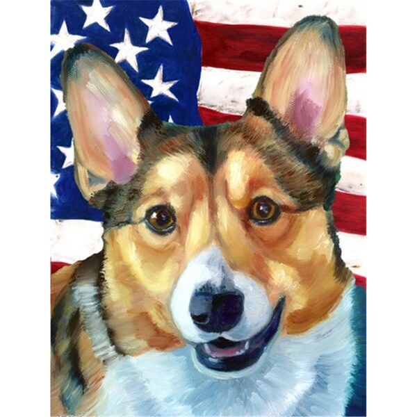 Carolines Treasures Corgi Usa Patriotic American Flag Flag Canvas House Size - LH9546CHF
