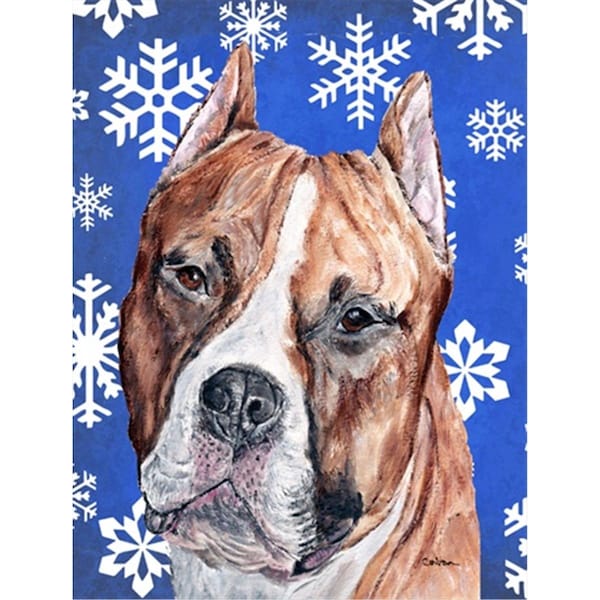 Patioplus Staffordshire Bull Terrier Staffie Winter Snowflakes Flag Garden Size - PA247707