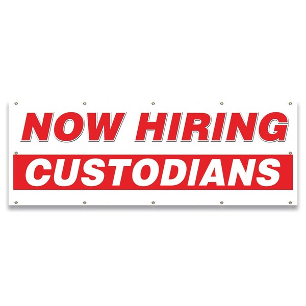 Signmission Now Hiring Custodians Banner Apply Inside Accepting Application Single Sided - B-120-30226