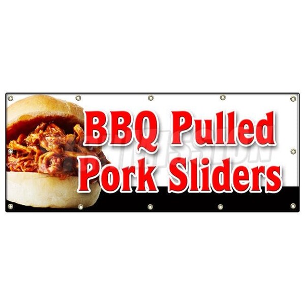 Signmission BBQ PULLED PORK SLIDERS BANNER SIGN barbeque bar-b-que smoked - B-120 BBQ PULLED PORK SLIDERS