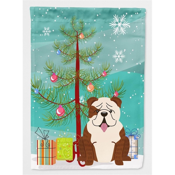 Patioplus Merry Christmas Tree English Bulldog Brindle White Flag Canvas House Size - PA227597