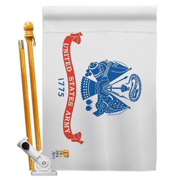 Americana Home & Garden Americana Home & Garden AA-MI-HS-140301-IP-BO-D-US18-AG 28 x 40 in. Army Military Impressions Decorative Vertical Double Sided House Flag Set & Pole Bracket Hardware Flag Set - HS140301-BO