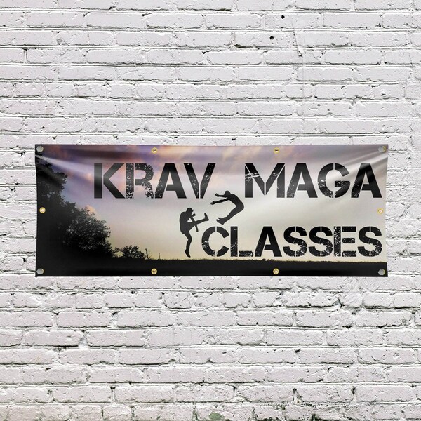Signmission Krav Maga Classes, 36 Inch x 96 Inch, Vinyl Banner - B-96-30721