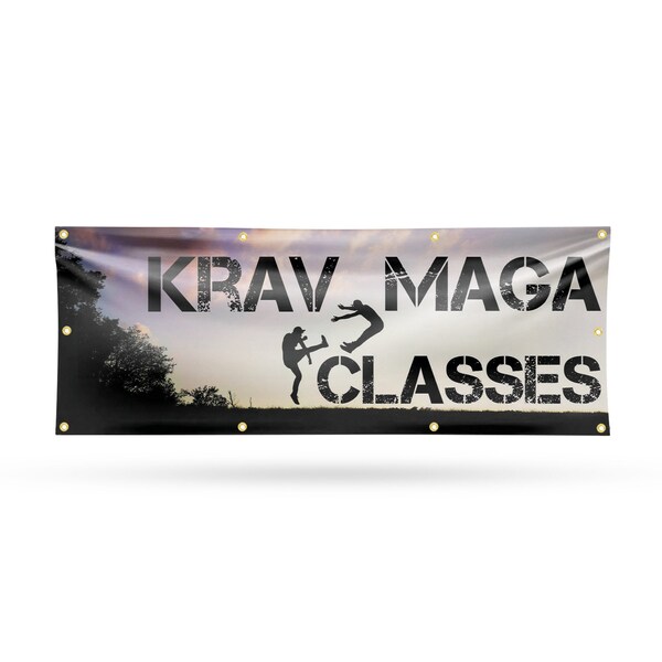 Signmission Krav Maga Classes, 36 Inch x 96 Inch, Vinyl Banner - B-96-30721