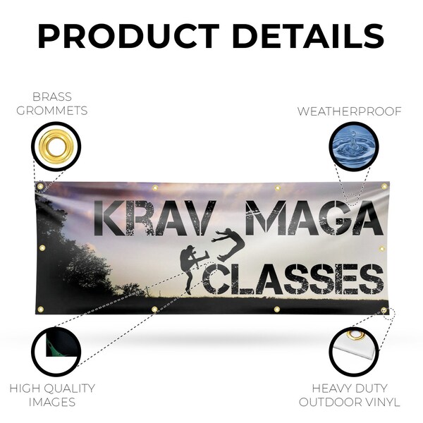 Signmission Krav Maga Classes, 36 Inch x 96 Inch, Vinyl Banner - B-96-30721