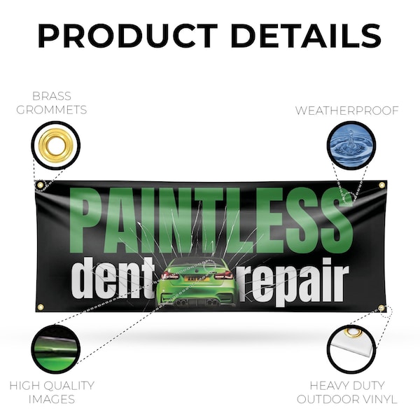 Signmission Paintless Dent Repair, 18 Inch x 48 Inch, Vinyl Banner - B-30773