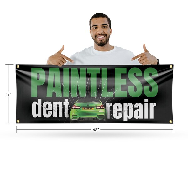 Signmission Paintless Dent Repair, 18 Inch x 48 Inch, Vinyl Banner - B-30773