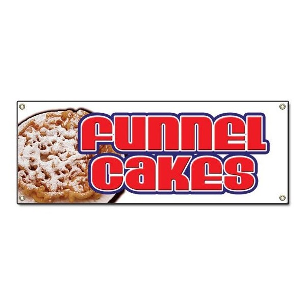 Signmission Funnel Cakes, 18 Inch x 48 Inch, Banner - B-FUNNEL CAKES