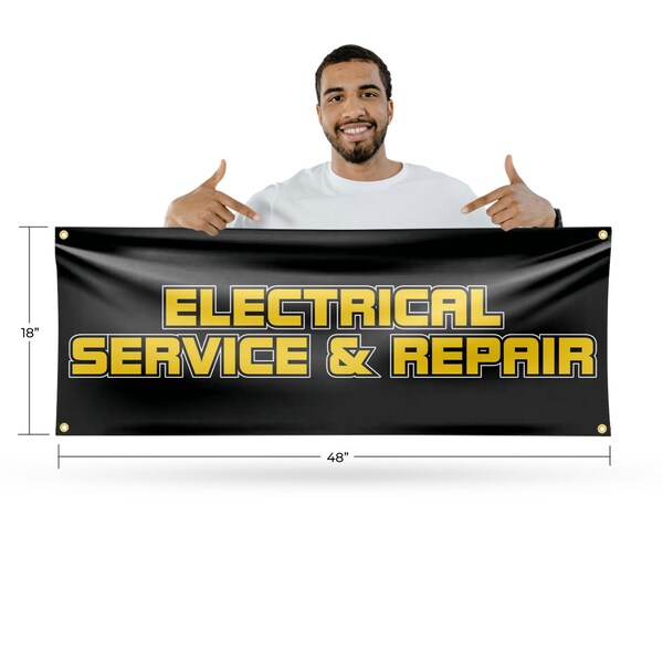 Signmission Electrical Service and Repair, 18 Inch x 48 Inch, Vinyl Banner - B-30557