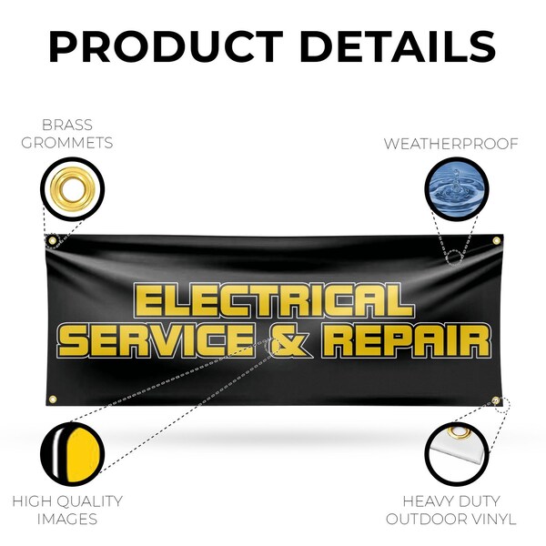 Signmission Electrical Service and Repair, 18 Inch x 48 Inch, Vinyl Banner - B-30557