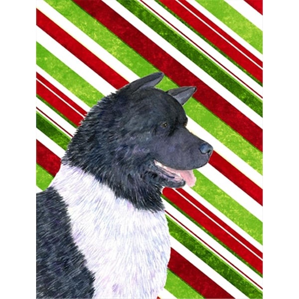 Carolines Treasures 28 x 40 In. Akita Candy Cane Holiday Christmas Flag Canvas- House Size - SS4590CHF