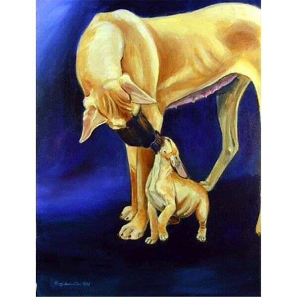 Carolines Treasures 28 x 40 in. Natural Fawn Great Dane with Puppy House Size Canvas Flag - 7208CHF