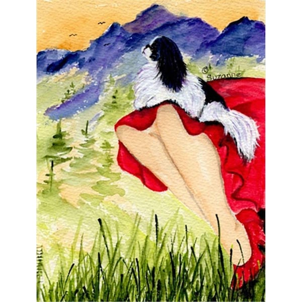 Patioplus Lady with her Japanese Chin Flag - Garden Size; 11 x 15 in. - PA244446