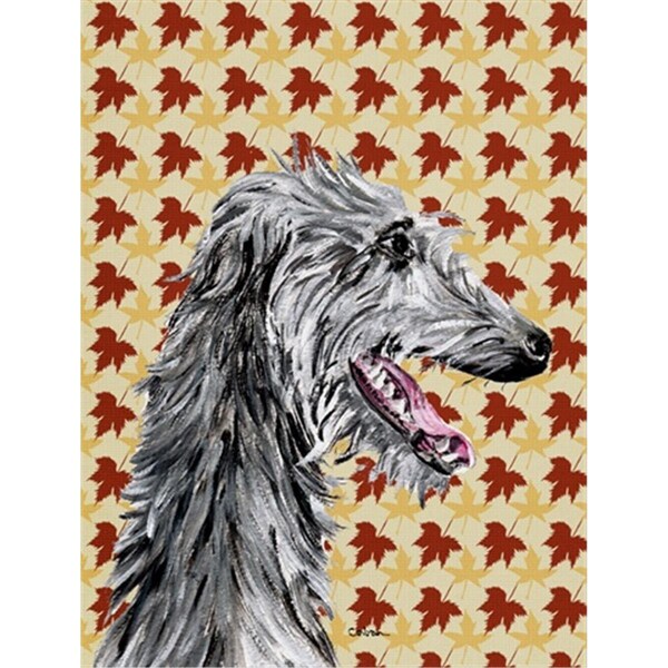 Carolines Treasures Scottish Deerhound Fall Leaves Flag Canvas House Size - SC9693CHF