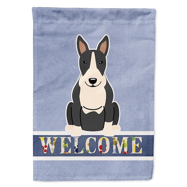 Carolines Treasures Bull Terrier Black White Welcome Flag Canvas House Size - BB5714CHF