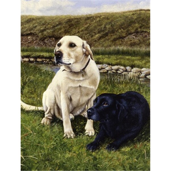 Patioplus Yellow & Black Labradors Flag Canvas House Size - PA2557533