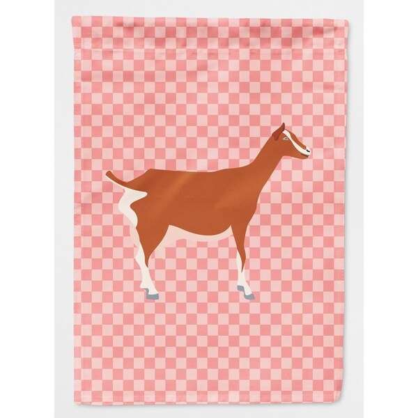 Carolines Treasures Toggenburger Goat Pink Check Canvas House Flag - BB7881CHF