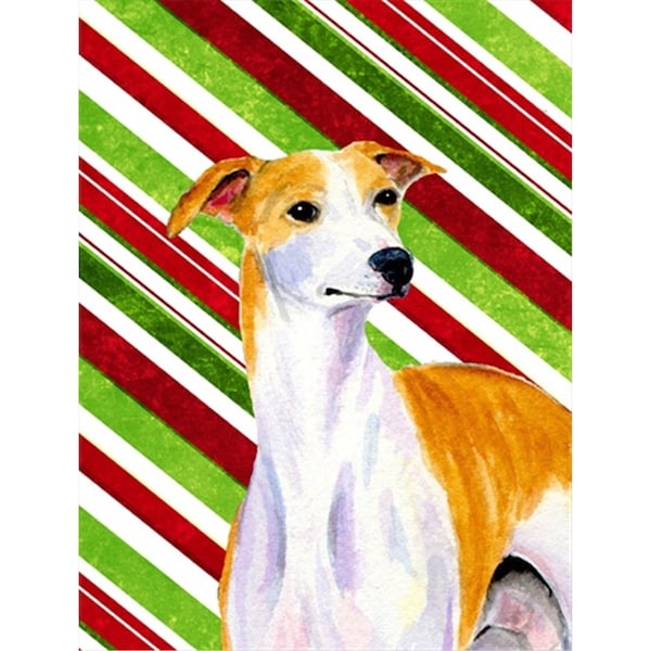 Patioplus 11 x 15 in. Whippet Candy Cane Holiday Christmas Garden Size Flag - PA251896