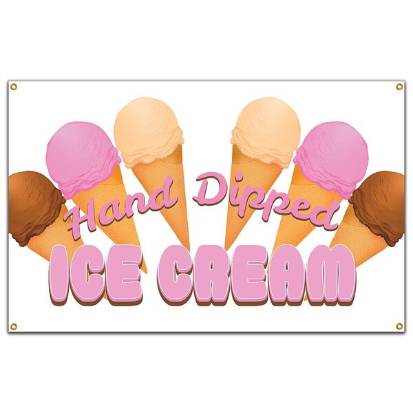 Signmission Hand Dipped Ice Cream Banner Concession Stand Food Truck Single Sided - B-120 HAND DIPPED ICE CREAM19