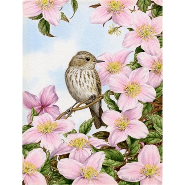 Carolines Treasures Spotted Flycatcher Flag Canvas House Size - ASA2088CHF