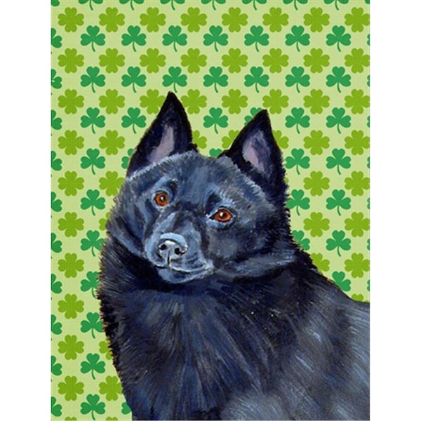 Carolines Treasures Schipperke St. Patricks Day Shamrock Portrait Flag Canvas - House Size - LH9204CHF