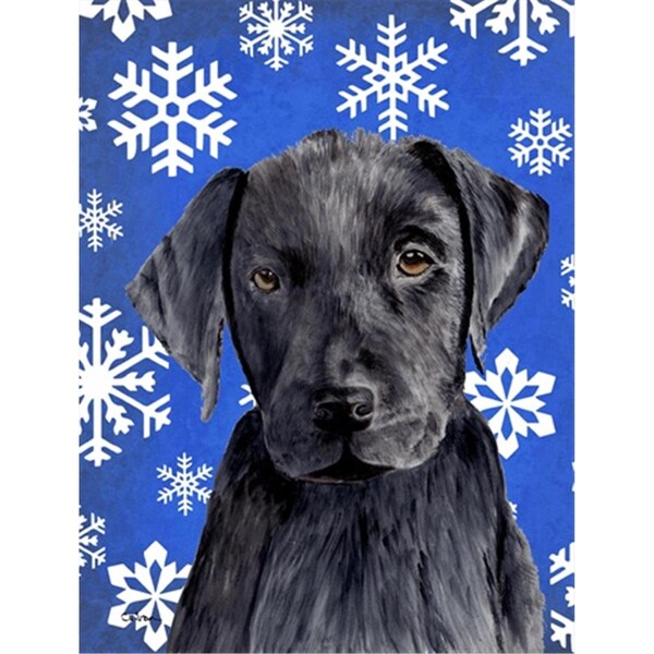 Patioplus 28 x 40 in. Labrador Winter Snowflakes Holiday House Size Canvas Flag - PA2554546