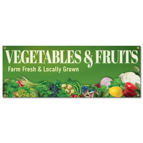 Signmission Vegetables And Fruits, 18 Inch, Banner - B-30430