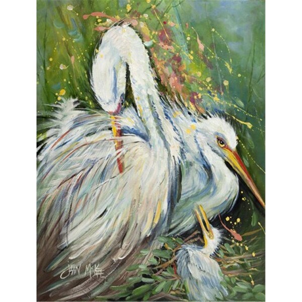 Carolines Treasures White Egret In The Rain Flag Canvas House Size - JMK1139CHF