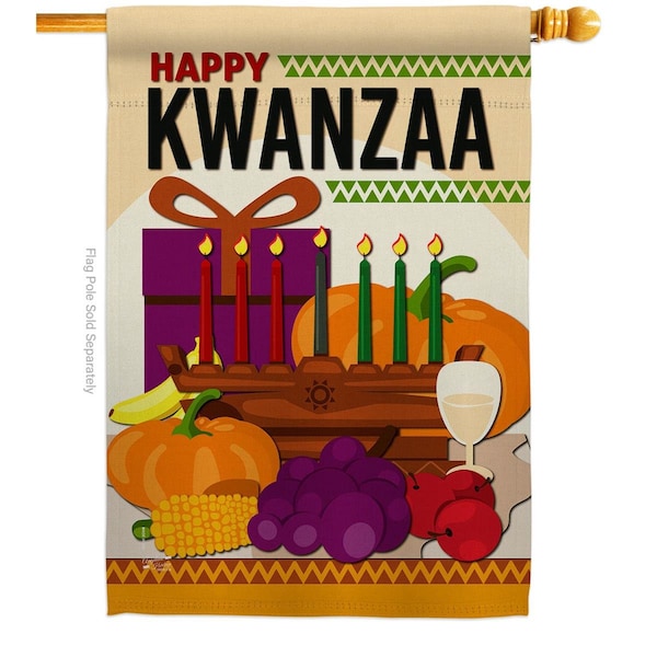 Angeleno Heritage Angeleno Heritage H137337-BO 28 x 40 in. Happy Kwanzaa Party House Flag with Winter Double-Sided Decorative Vertical Flags Decoration Banner Garden Yard Gift - H137337-BO
