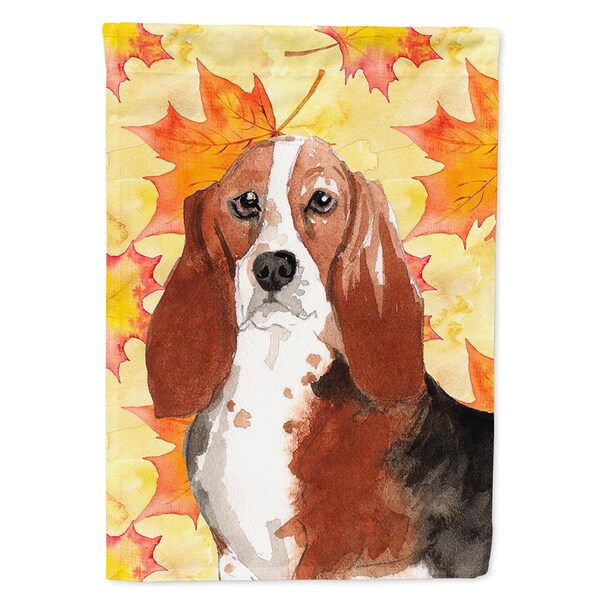 Carolines Treasures Fall Leaves Basset Hound Flag Canvas House Size - CK1853CHF
