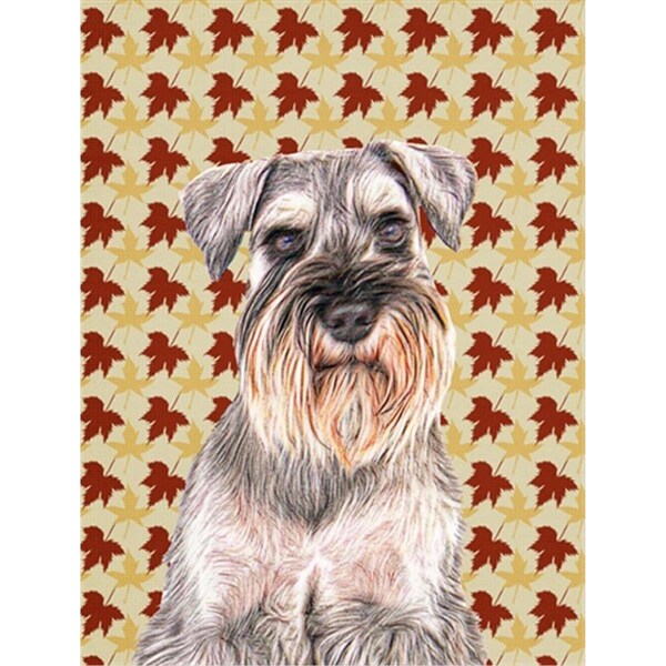Carolines Treasures Fall Leaves Schnauzer Flag Canvas House Size - KJ1207CHF