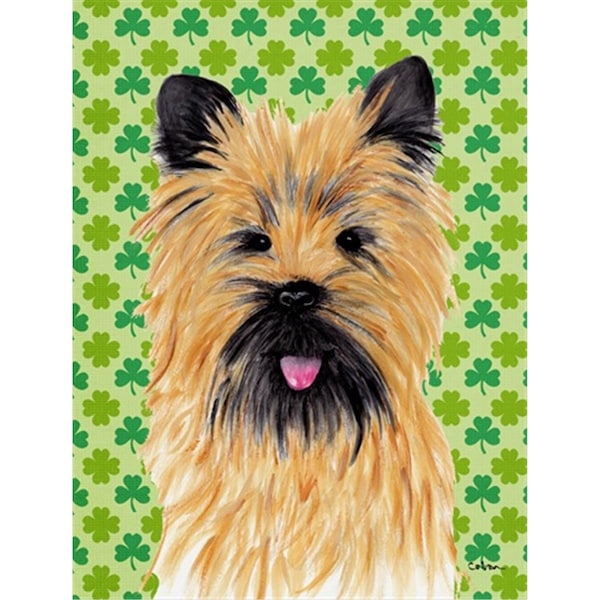 Patioplus 40 x 40 in. Cairn Terrier St. Patricks Day Shamrock Portrait House Size Canvas Flag - PA759079